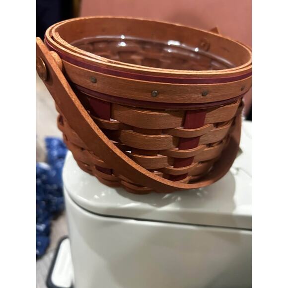 2 Longaberger Cinnamon Work Baskets 5"‎ and Protectors New with tags - Picture 3 of 7